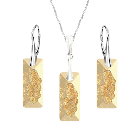 Серебряный комплект «Растущий Кристалл II (Golden Shadow)" с кристаллами Swarovski™